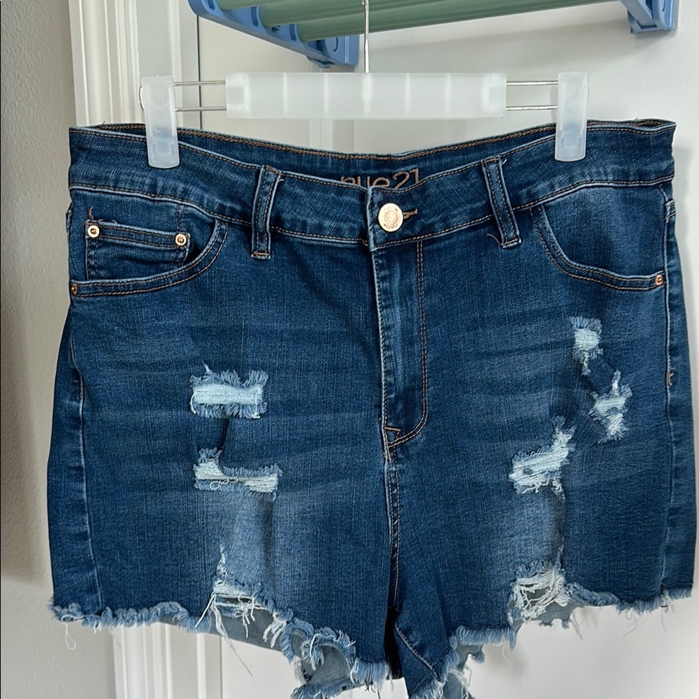 Rue21 Blue Distressed Jean Shorts